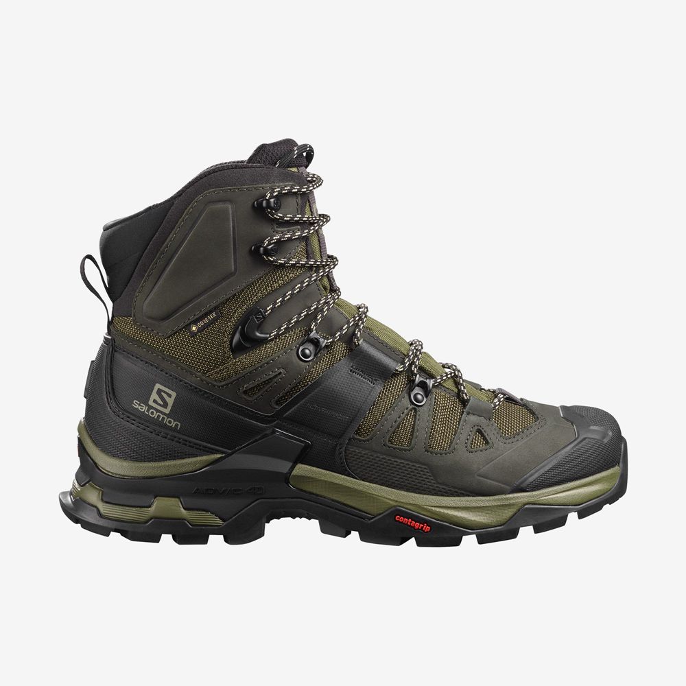 Salomon Singapore Mens Hiking Boots - QUEST 4 GORE-TEX Olive | 42681-NXAF